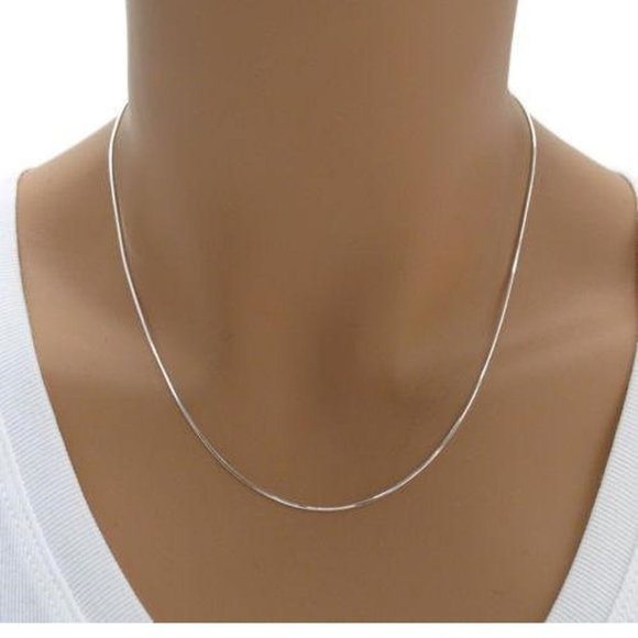 Real Silver Chain 925 ITALY Solid Sterling Silver Snake Chain Necklace 18 inch - Picture 2 of 3